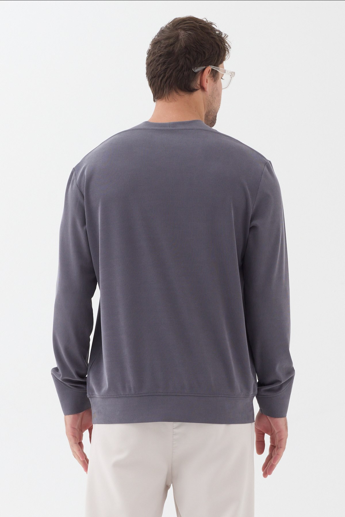 Orendahill Men's Ribbed Crew Neck Sweatshirt